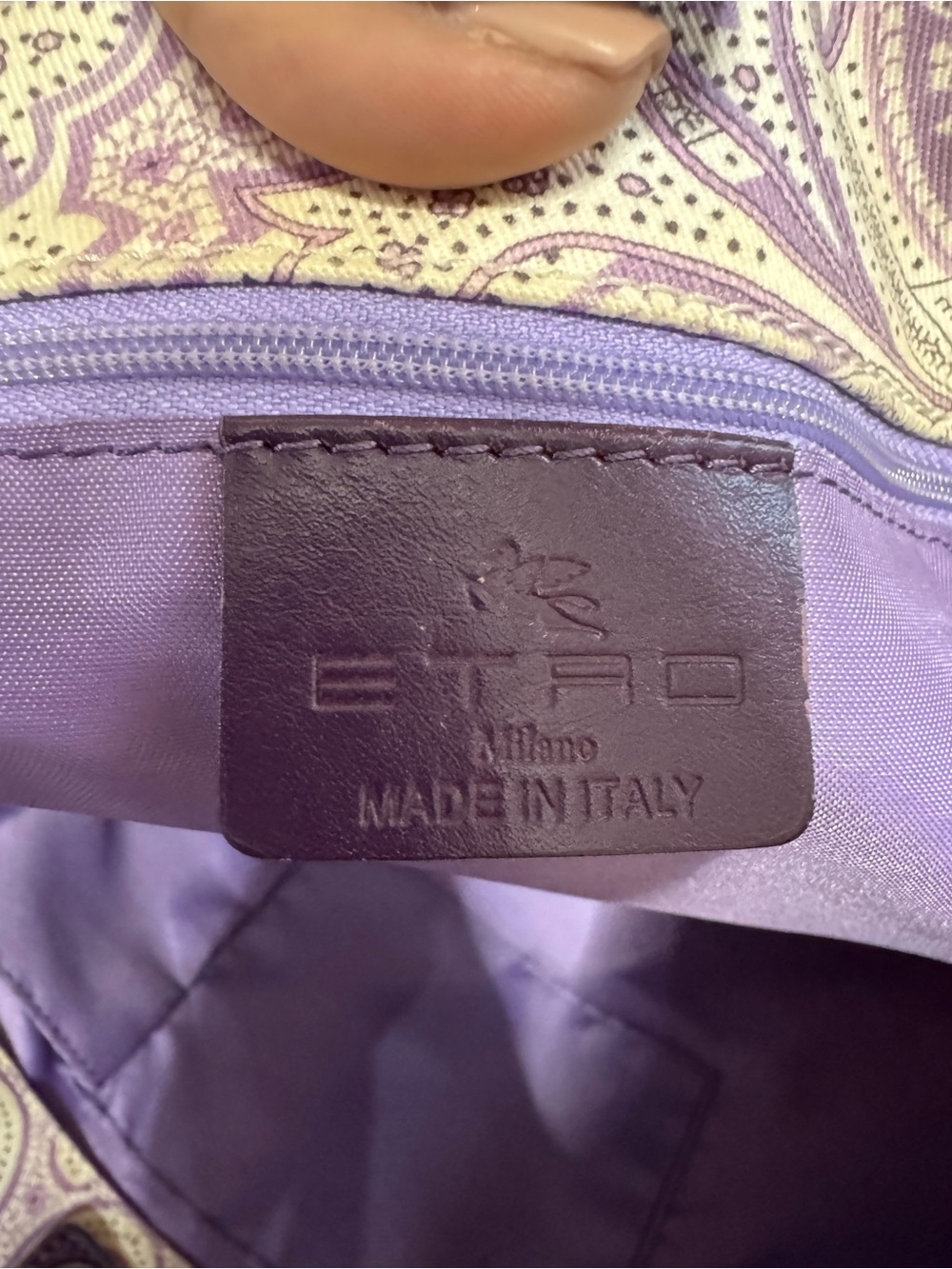Etro Paisley Canvas Tote Bag with Purple Trim - Picture 6 of 6